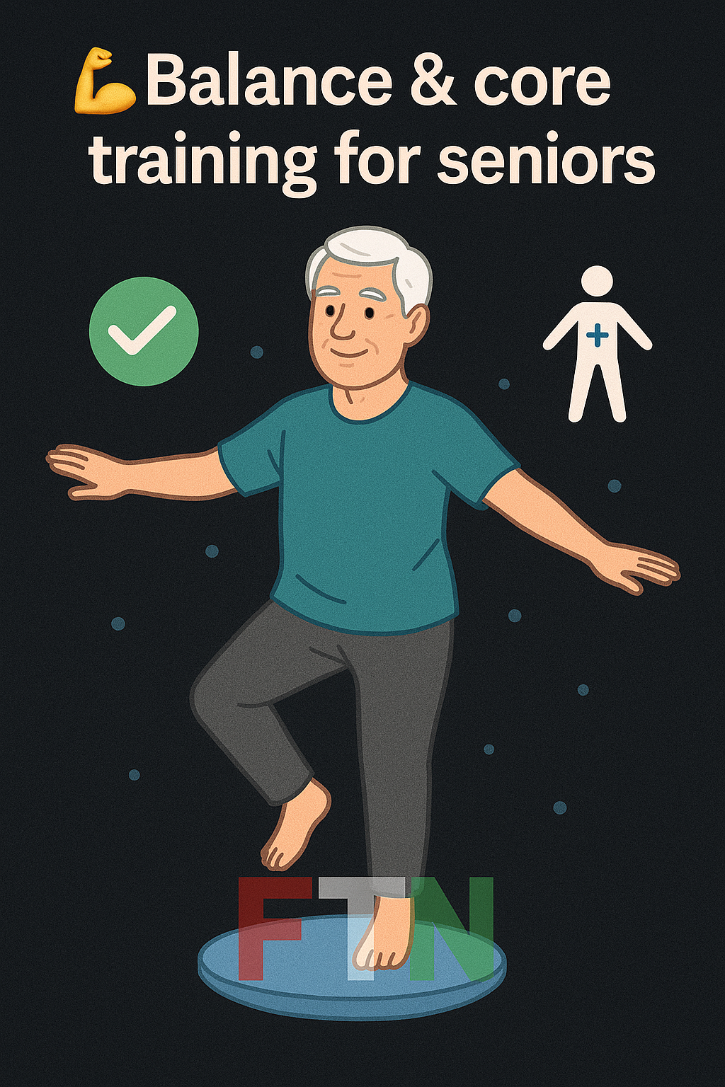 Woman practicing yoga on a calm morning with arms extended in balance pose, representing mental and physical harmony for a fulfilling life – FTN logo included