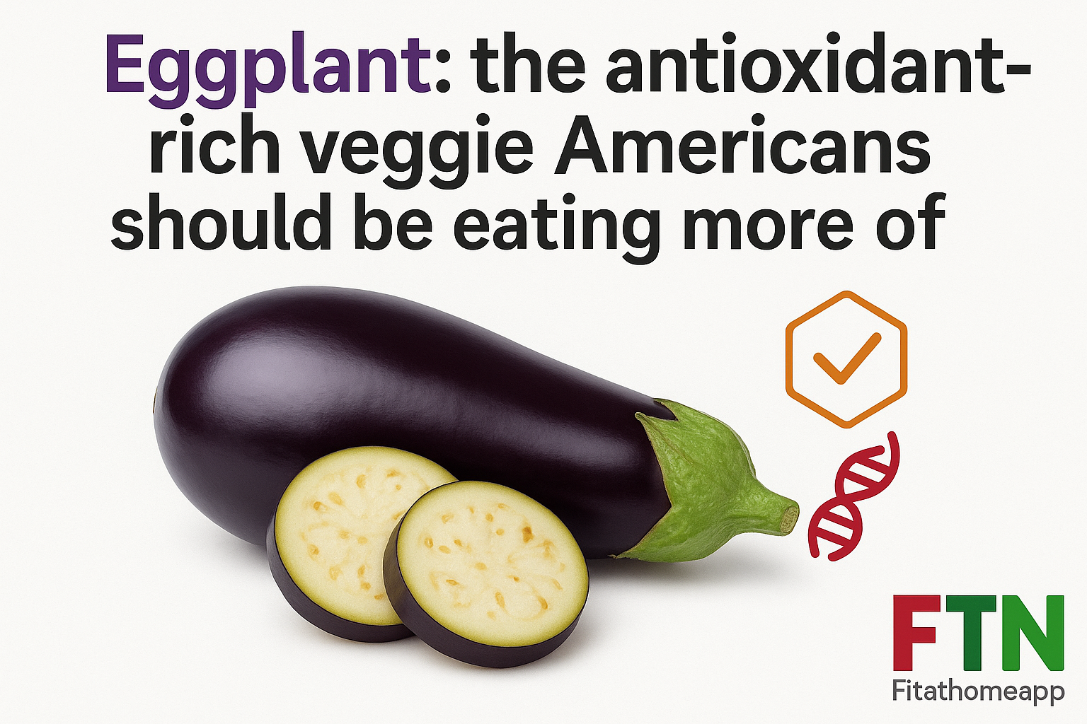 Whole and sliced eggplants on a kitchen counter, emphasizing their deep purple color and antioxidant content that supports heart health and cellular protection.