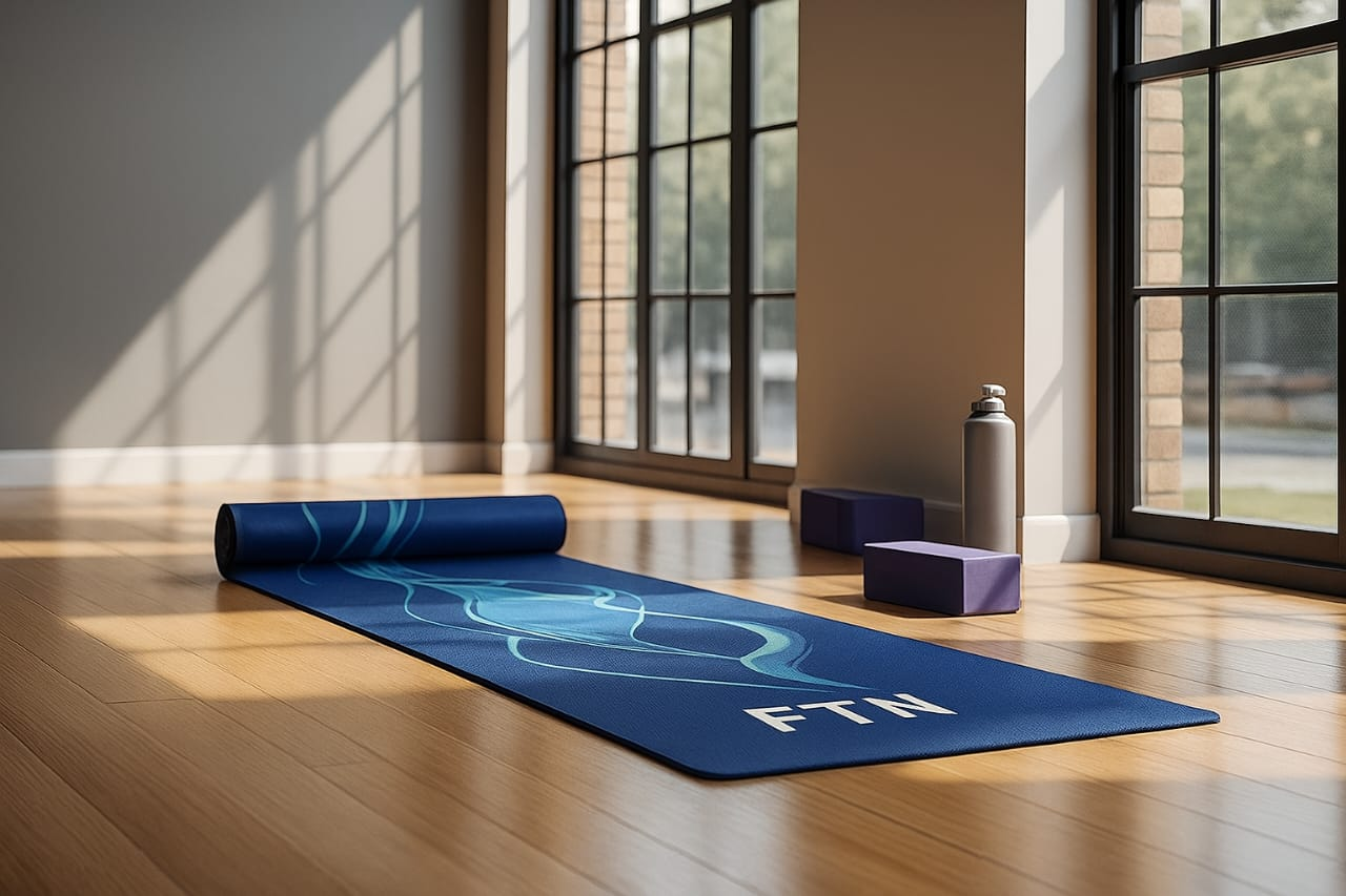 FTN yoga mat for comfortable stretching, yoga sessions, and home fitness routines – high-quality mat from Fit At Home