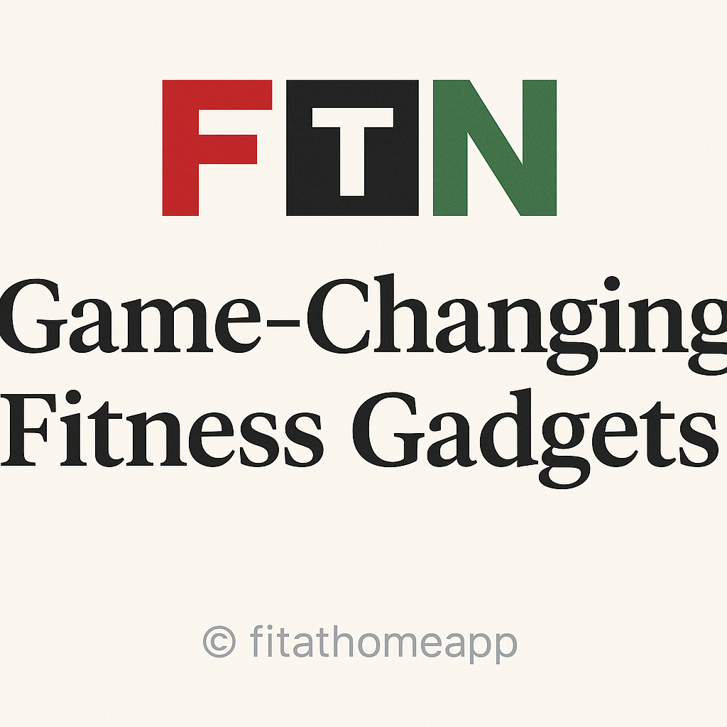 FTN logo with innovative fitness gadgets like smartwatches, resistance bands, and massage guns designed to elevate workout performance and track progress.