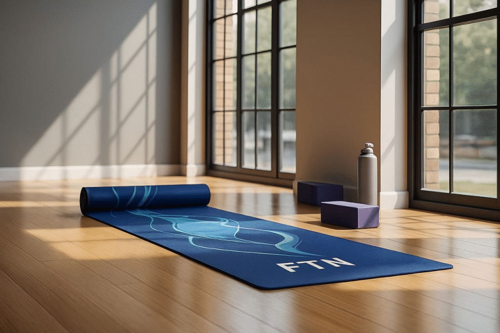 FTN yoga mat for comfortable stretching, yoga sessions, and home fitness routines – high-quality mat from Fit At Home