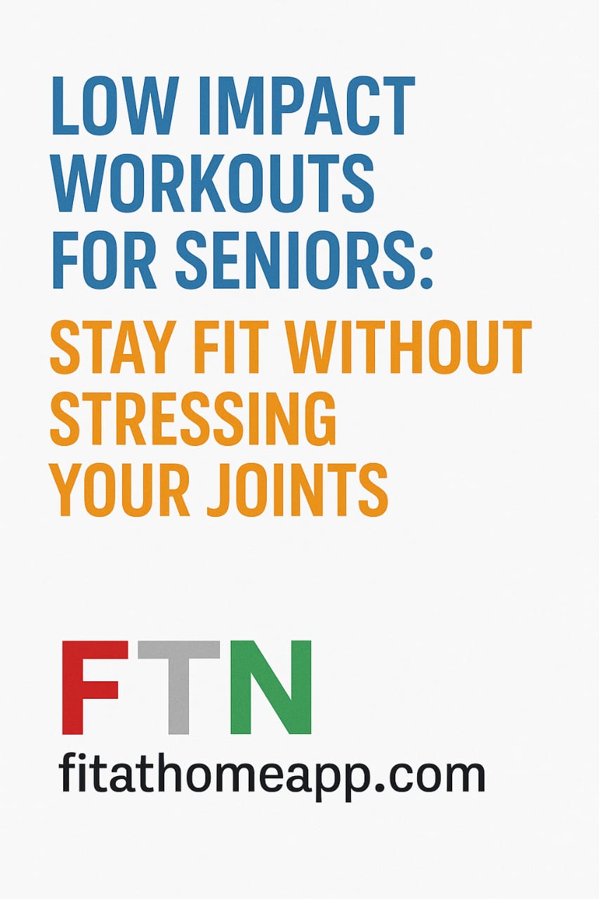 An encouraging image showing a senior performing a low-impact workout, promoting joint-friendly exercises that help older adults stay active and healthy — FTN