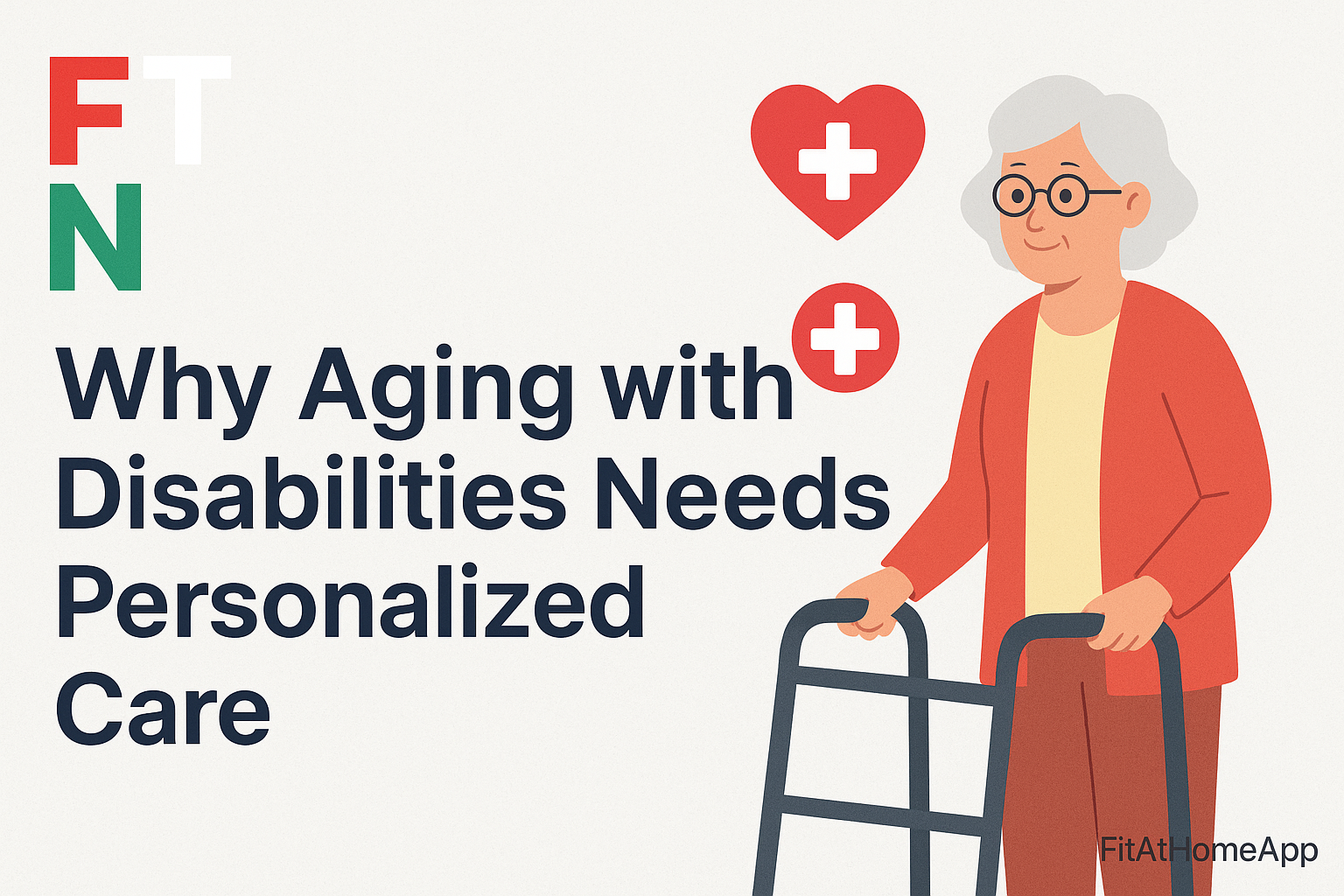 Elderly person receiving personalized healthcare support, highlighting the importance of aging with disabilities and tailored care.